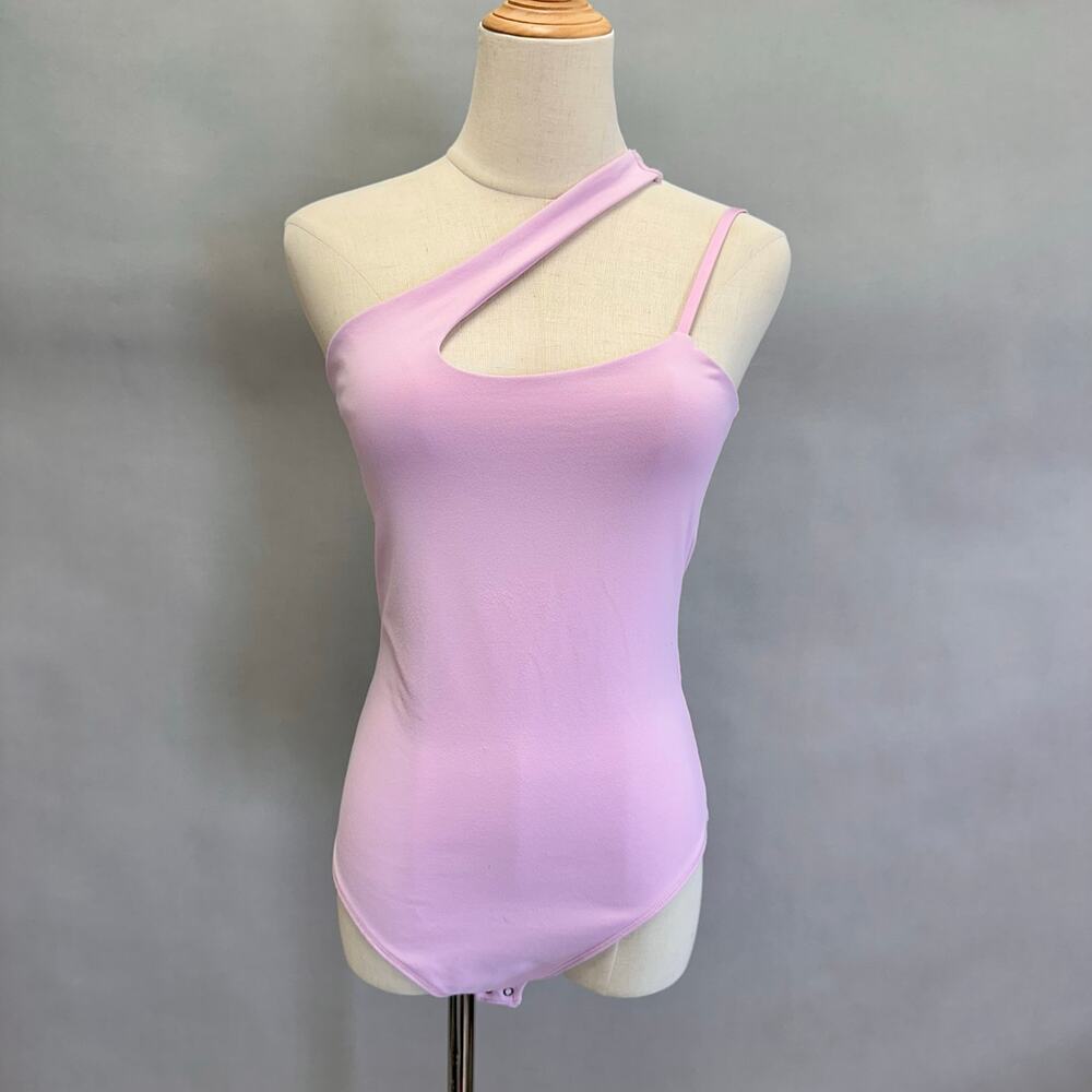 Abercrombie & Fitch pink cutout one shoulder seamless tank bodysuit size medium